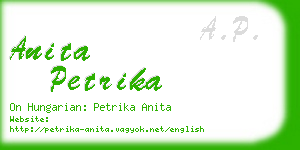 anita petrika business card